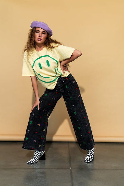 The World Needs Your Magic Crop Tee in Butter Yellow + Green - Dressed in Lala
