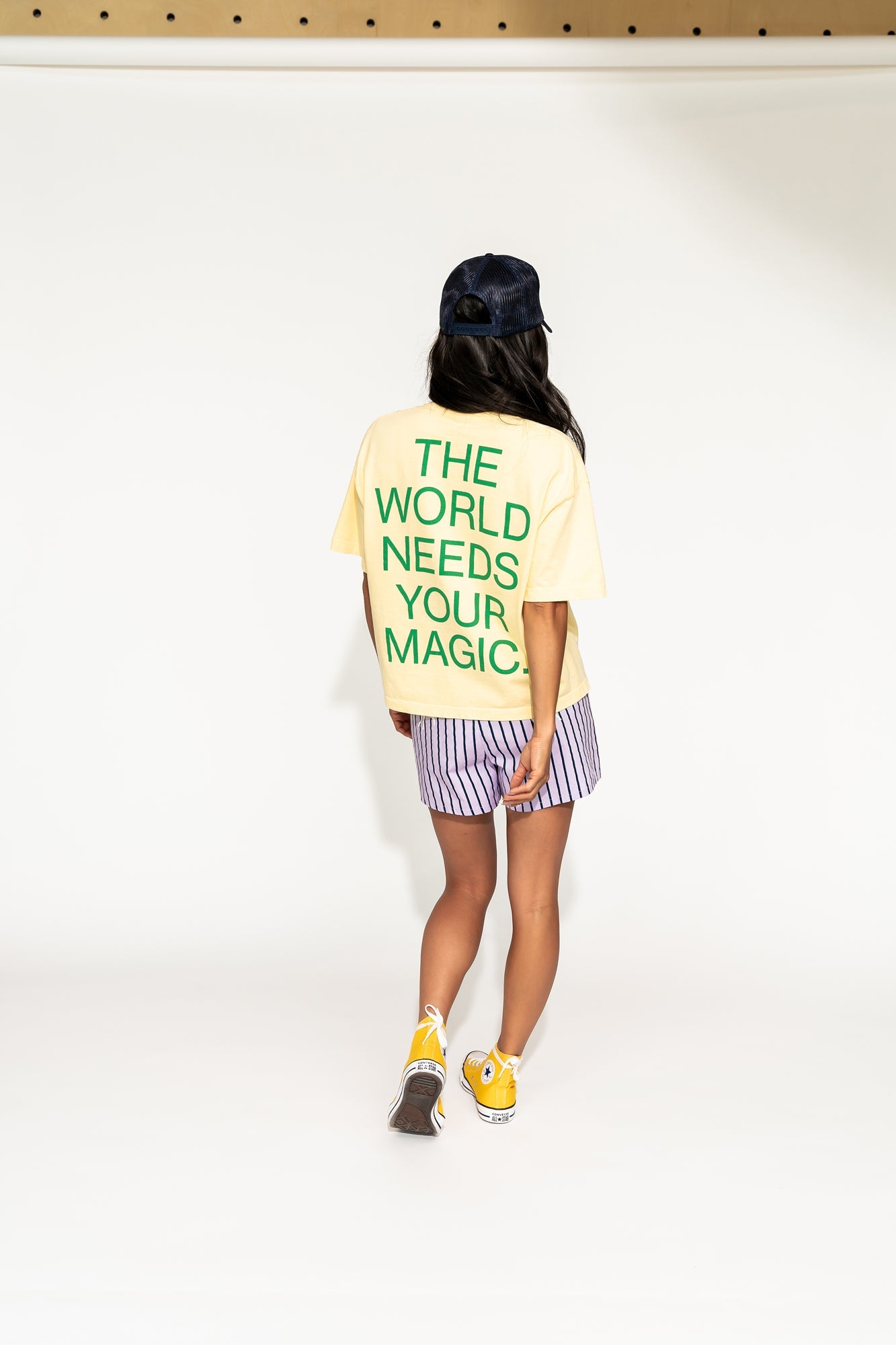 The World Needs Your Magic Crop Tee in Butter Yellow + Green - Dressed in Lala