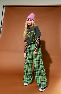 The World Needs Your Magic Crop Tee in Vintage Charcoal + Neon