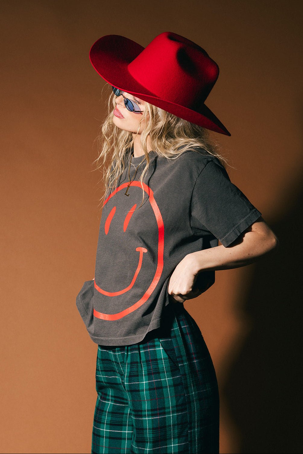 The World Needs Your Magic Crop Tee in Vintage Charcoal + Red - Dressed in Lala