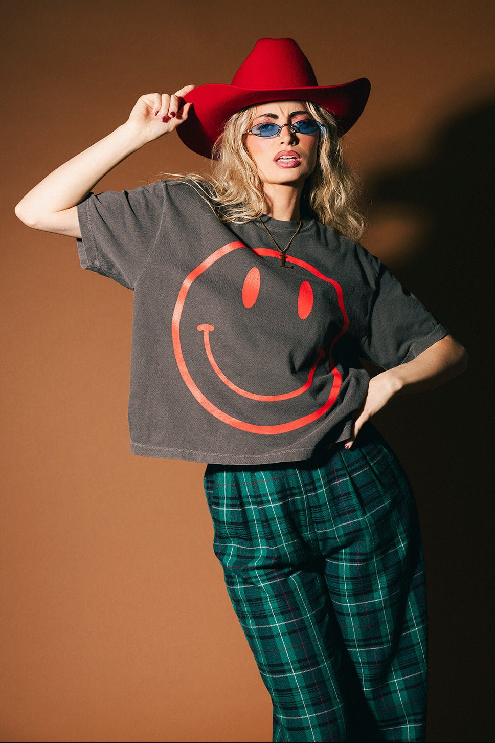 The World Needs Your Magic Crop Tee in Vintage Charcoal + Red - Dressed in Lala