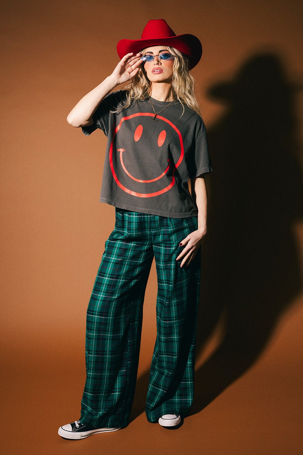 The World Needs Your Magic Crop Tee in Vintage Charcoal + Red - Dressed in Lala