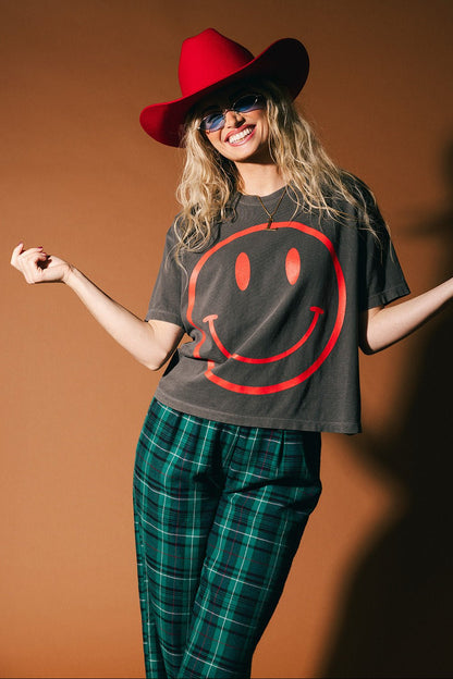 The World Needs Your Magic Crop Tee in Vintage Charcoal + Red - Dressed in Lala