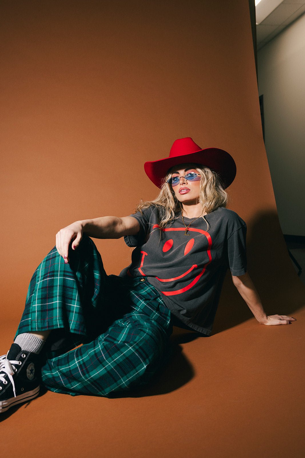 The World Needs Your Magic Crop Tee in Vintage Charcoal + Red - Dressed in Lala