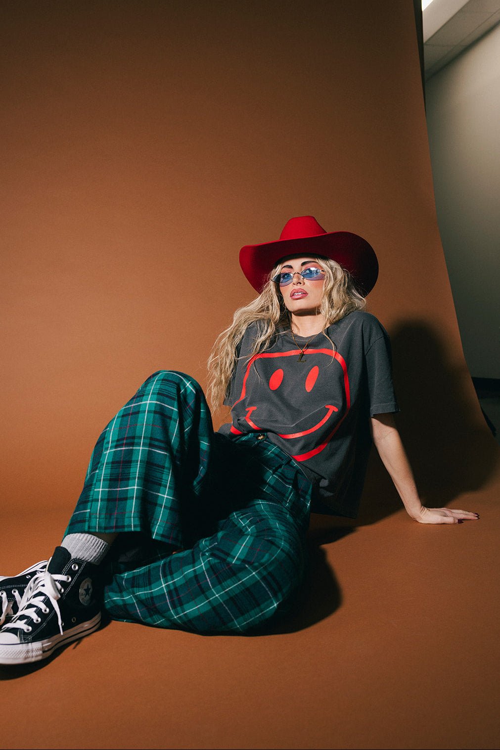 The World Needs Your Magic Crop Tee in Vintage Charcoal + Red - Dressed in Lala