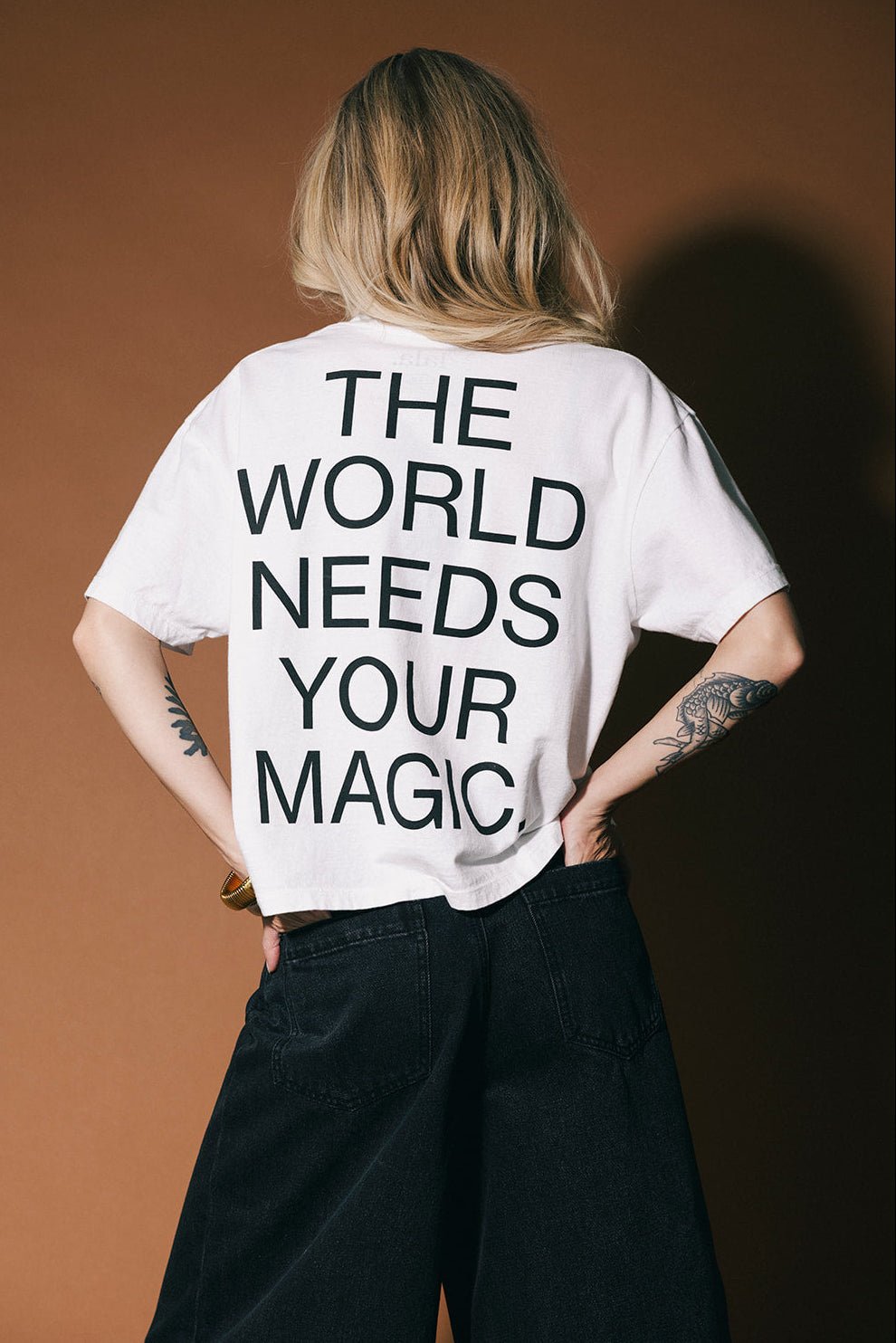 The World Needs Your Magic Crop Tee in White - Dressed in Lala
