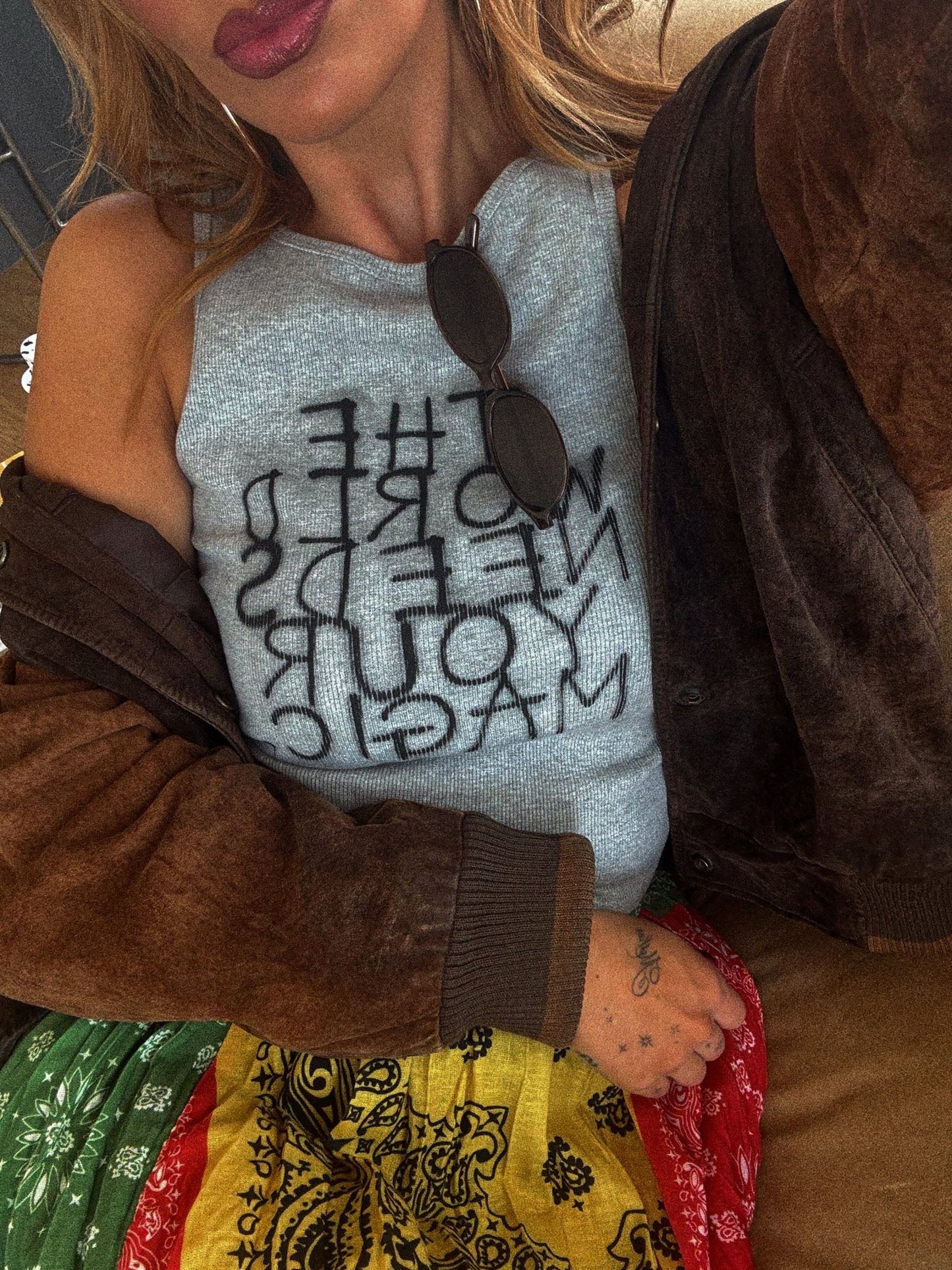 The World Needs Your Magic Graffiti Tank in Grey - Dressed in Lala