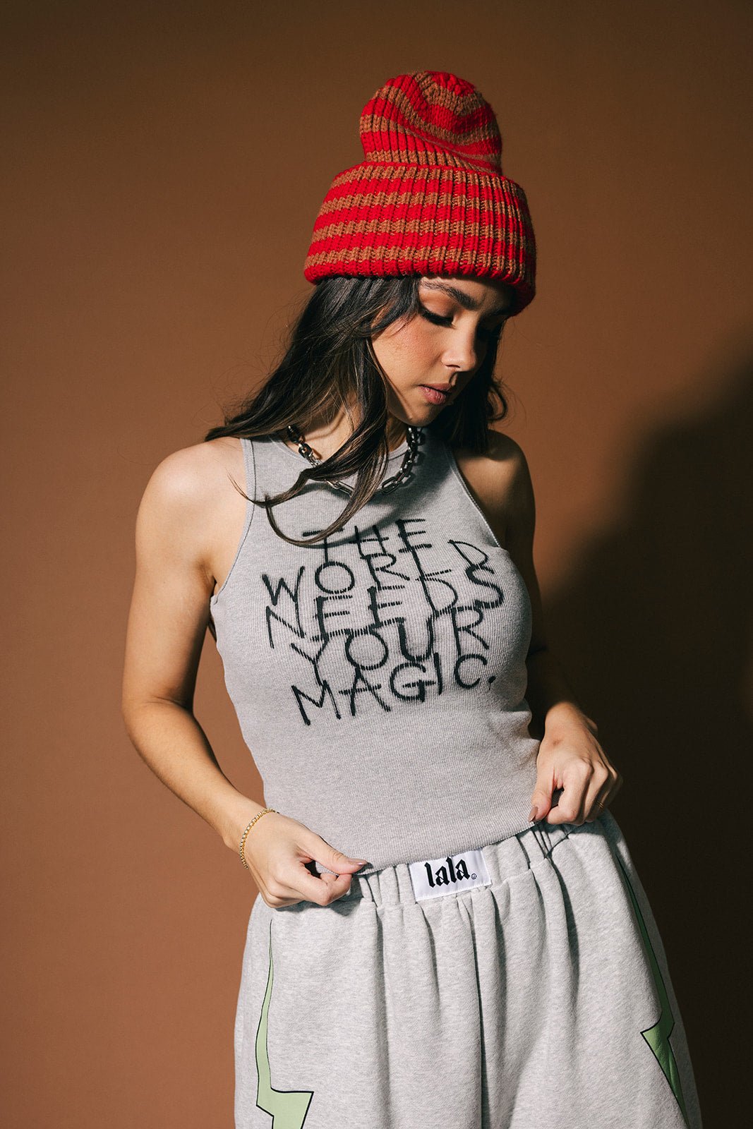 The World Needs Your Magic Graffiti Tank in Grey - Dressed in Lala