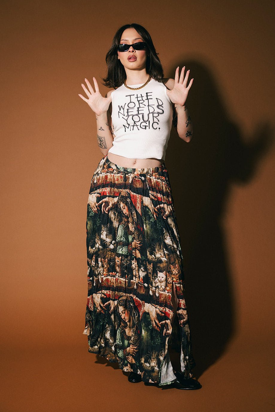 The World Needs Your Magic Graffiti Tank in White - Dressed in Lala