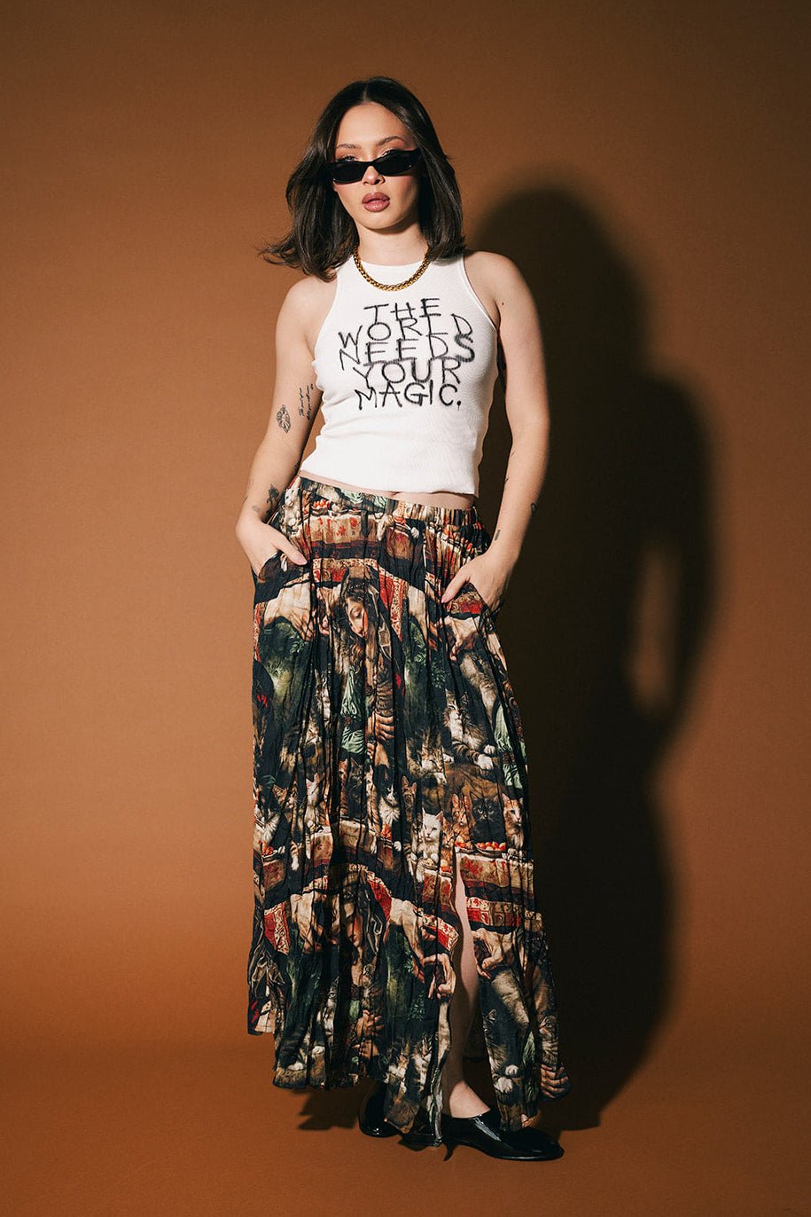 The World Needs Your Magic Graffiti Tank in White - Dressed in Lala