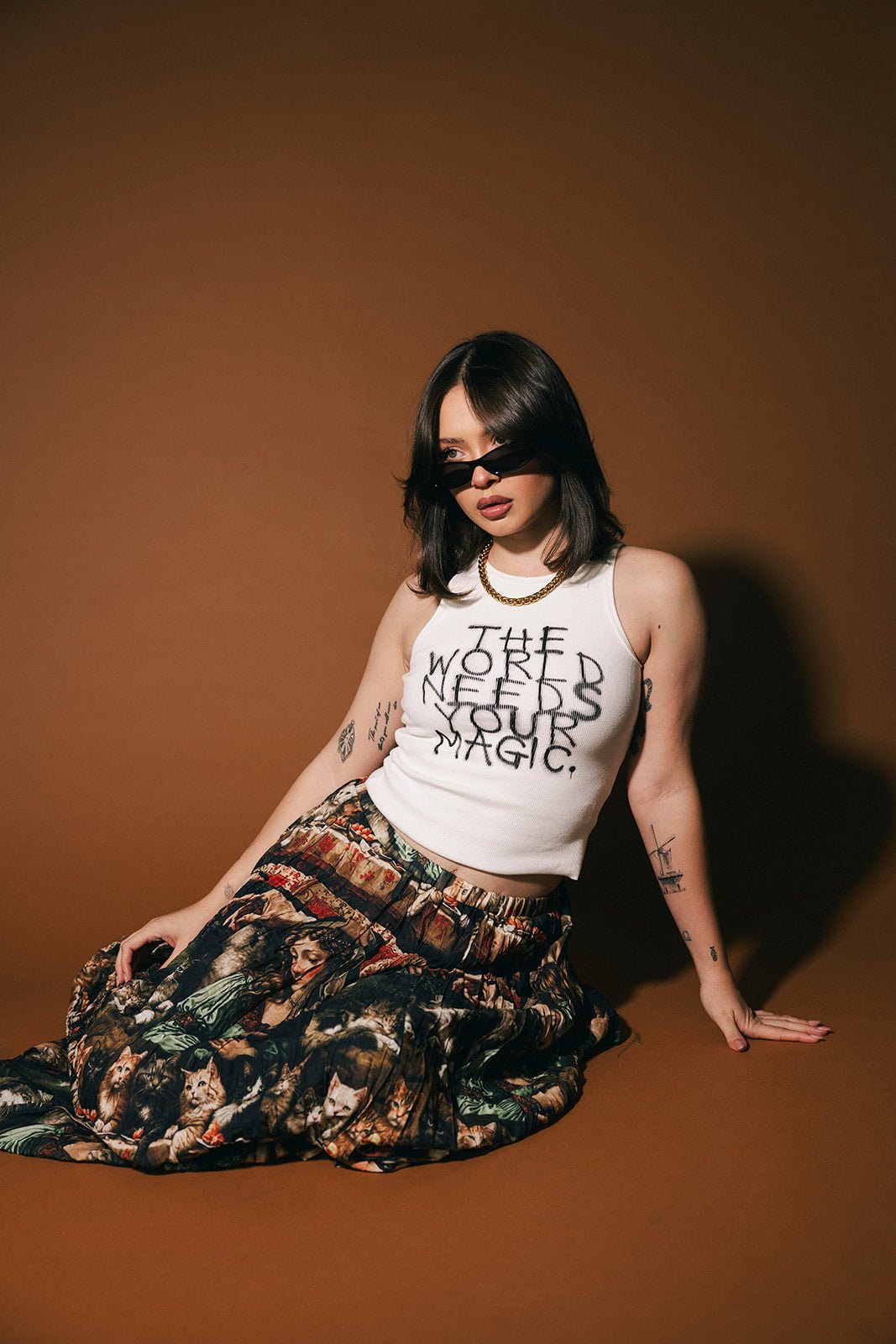 The World Needs Your Magic Graffiti Tank in White - Dressed in Lala