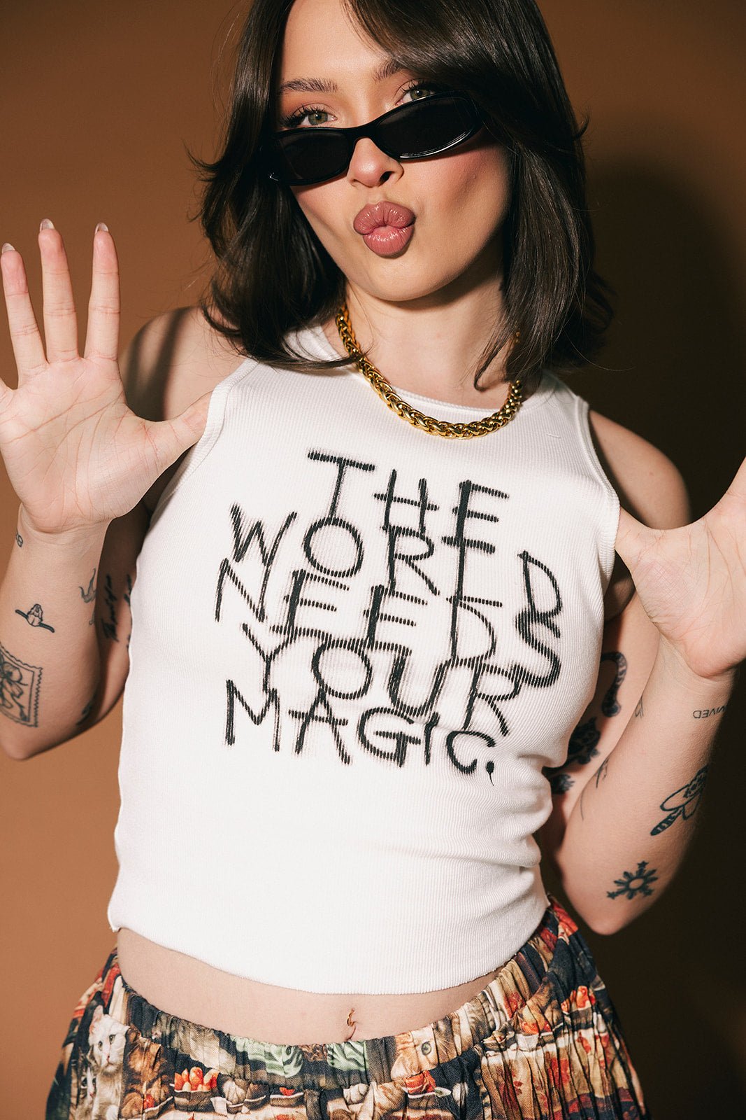 The World Needs Your Magic Graffiti Tank in White - Dressed in Lala