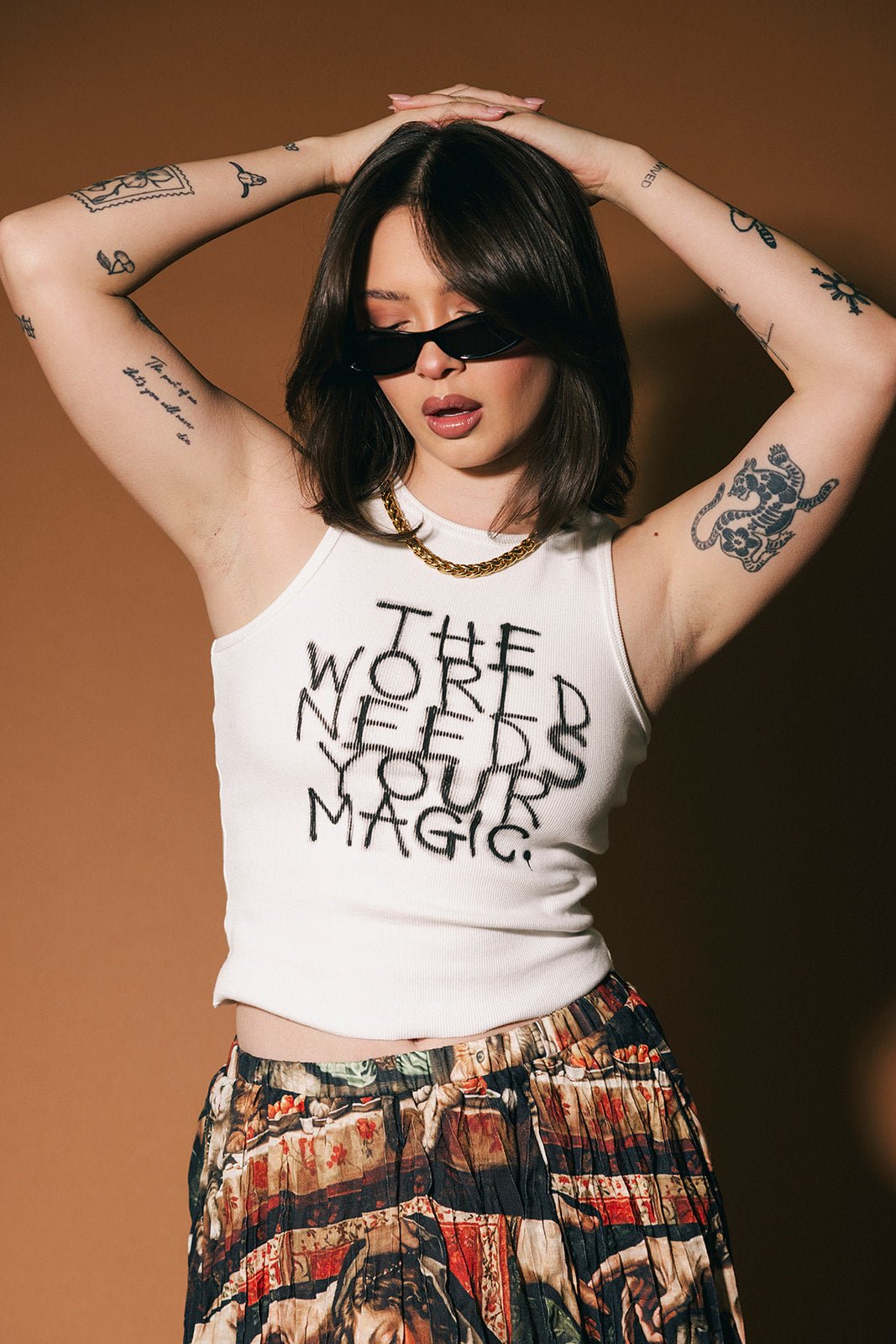 The World Needs Your Magic Graffiti Tank in White - Dressed in Lala