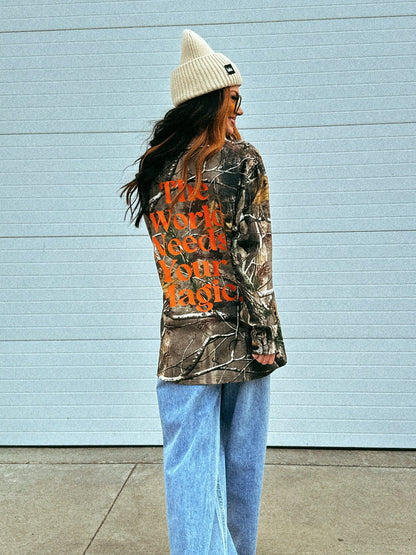 The World Needs Your Magic Oversized Long Sleeve Tee in Camo - Dressed in Lala