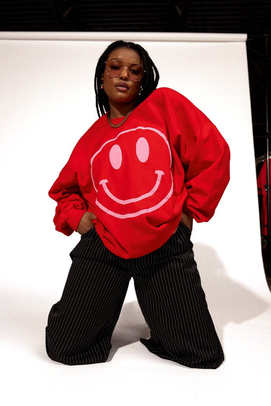 The World Needs Your Magic Oversized Pullover in Red + Pink - Dressed in Lala