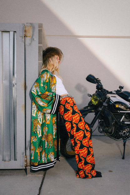Tiger Tales on Green Kimono Bomber - Dressed in Lala
