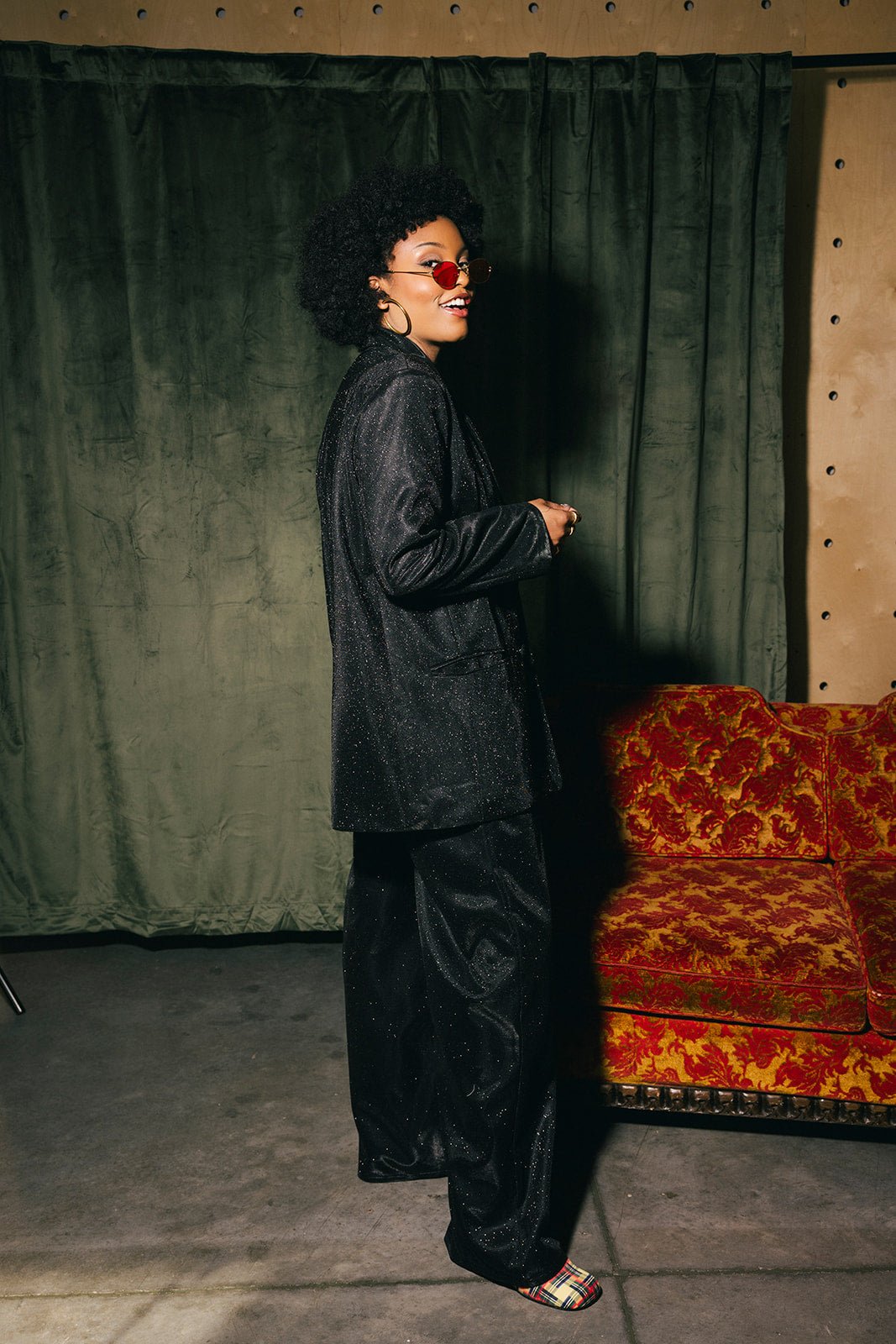 To The Disco Sparkle Boyfriend Blazer in Midnight - Dressed in Lala