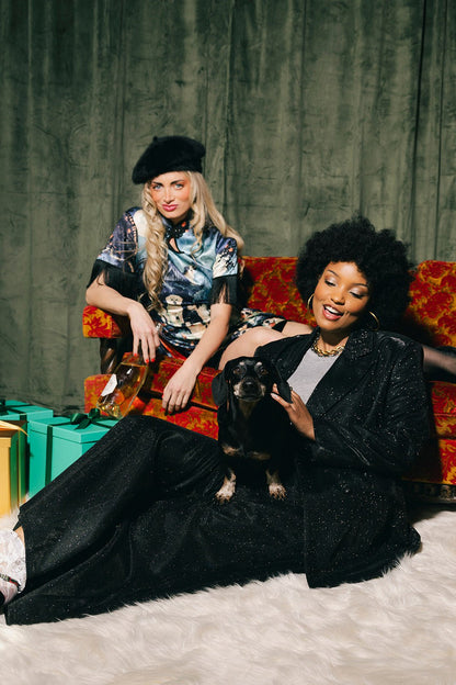 To The Disco Sparkle Boyfriend Blazer in Midnight - Dressed in Lala