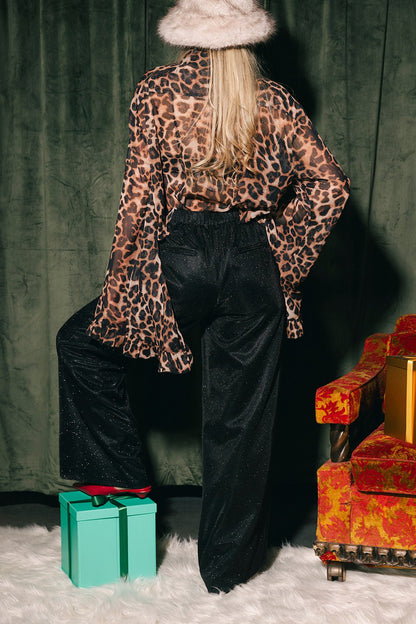 To The Disco Sparkle Wide Leg Trouser in Midnight - Dressed in Lala