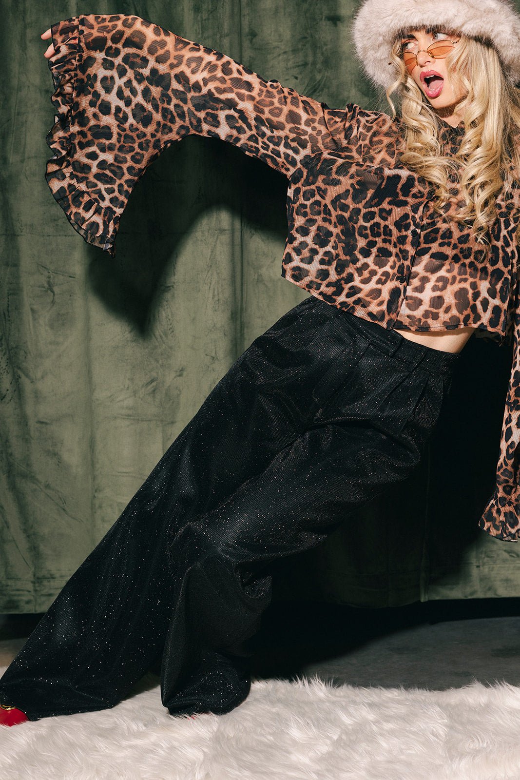 To The Disco Sparkle Wide Leg Trouser in Midnight - Dressed in Lala