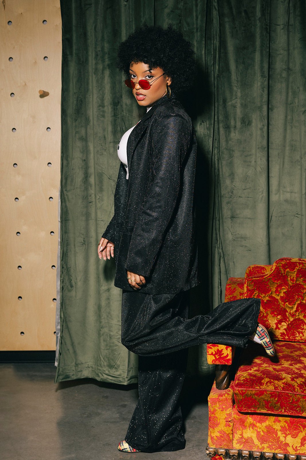 To The Disco Sparkle Wide Leg Trouser in Midnight - Dressed in Lala