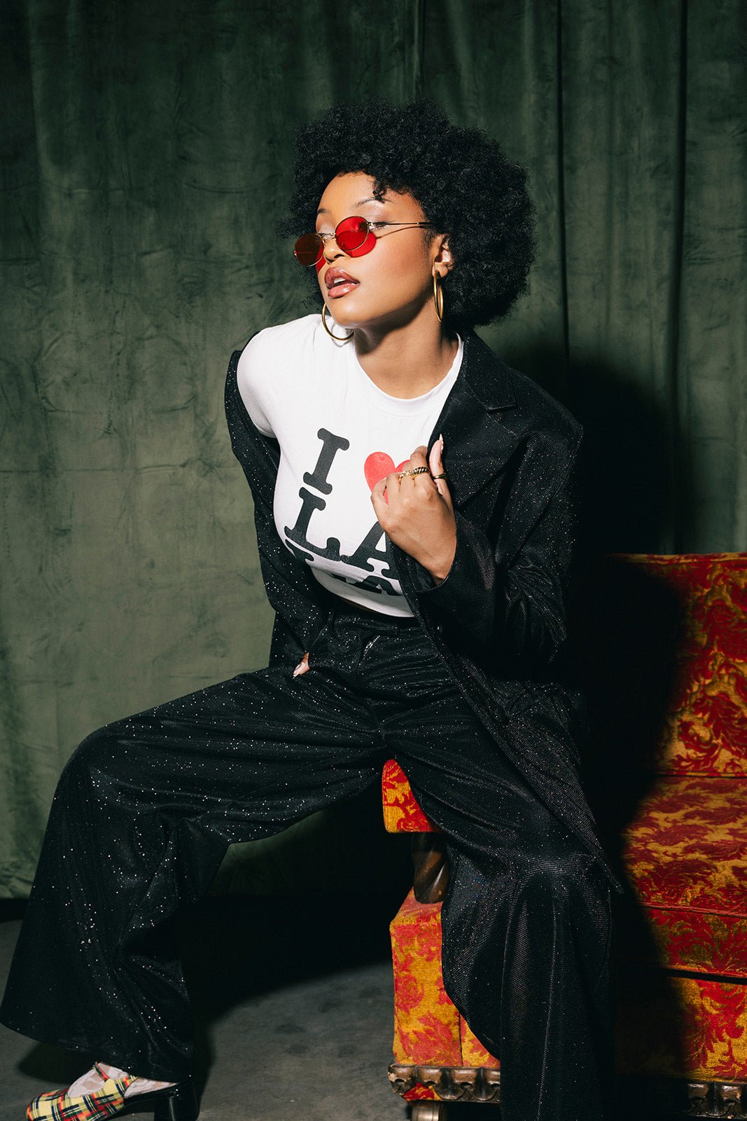 To The Disco Sparkle Wide Leg Trouser in Midnight - Dressed in Lala