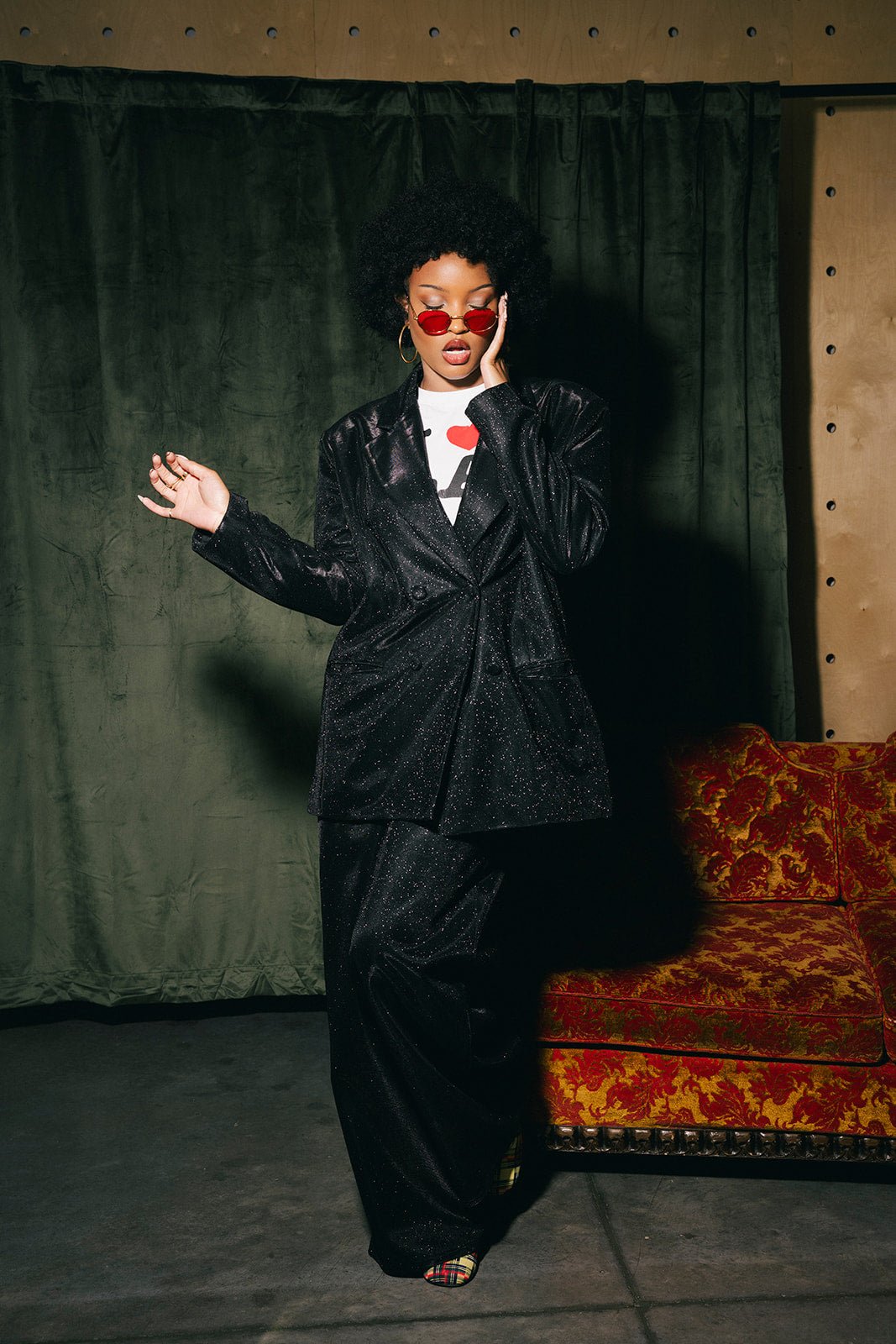 To The Disco Sparkle Wide Leg Trouser in Midnight - Dressed in Lala