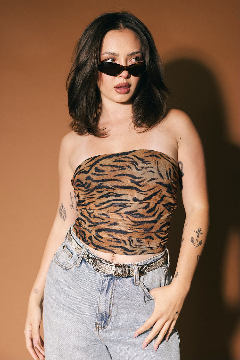 Tonight in Tokyo Mesh Tube Top in Tiger Stripes - Dressed in Lala