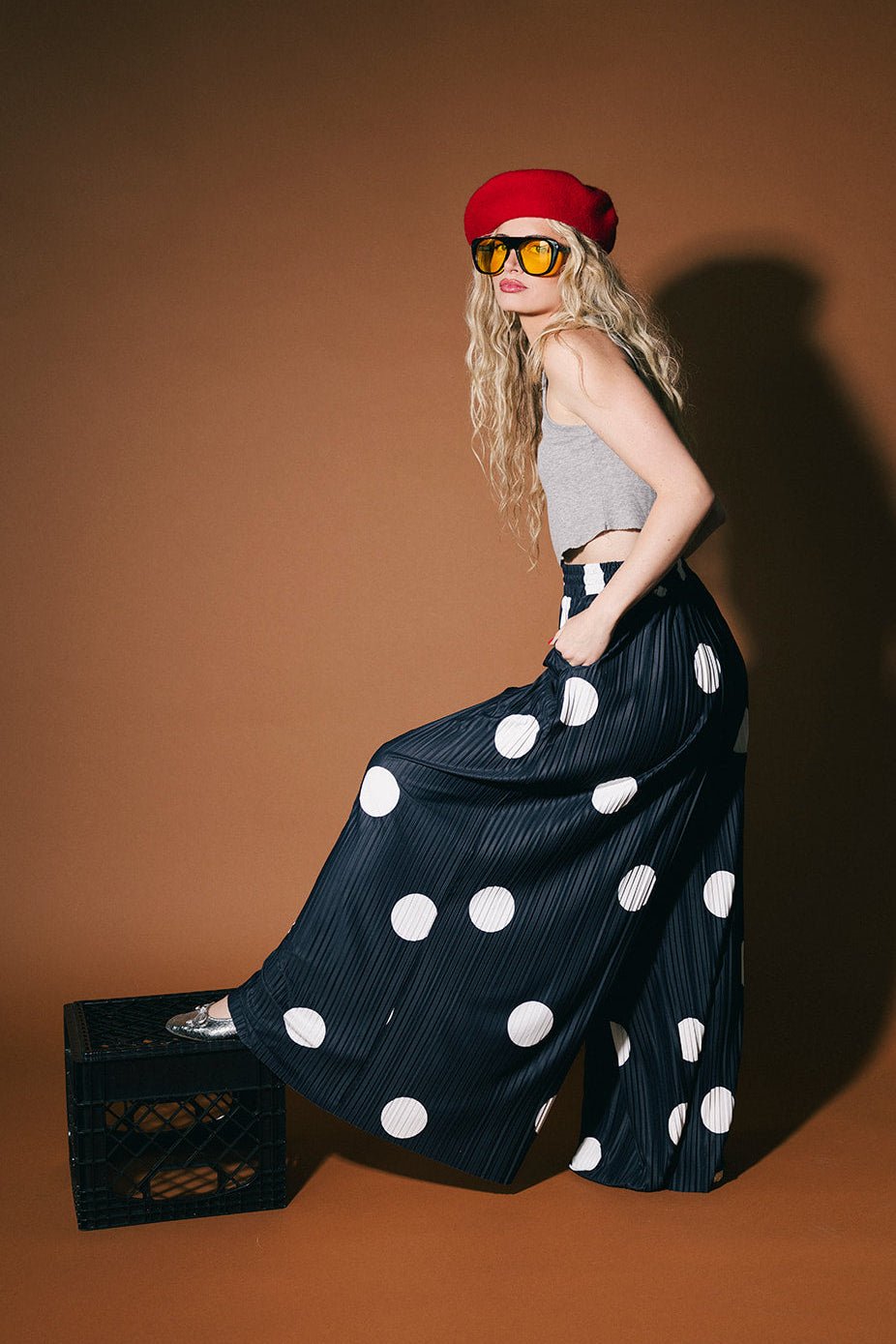 Total Knock Out Pleated Boxer Pants in Polka Dot - Dressed in Lala