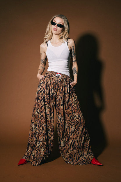 Total Knock Out Pleated Boxer Pants in Tiger Stripes - Dressed in Lala