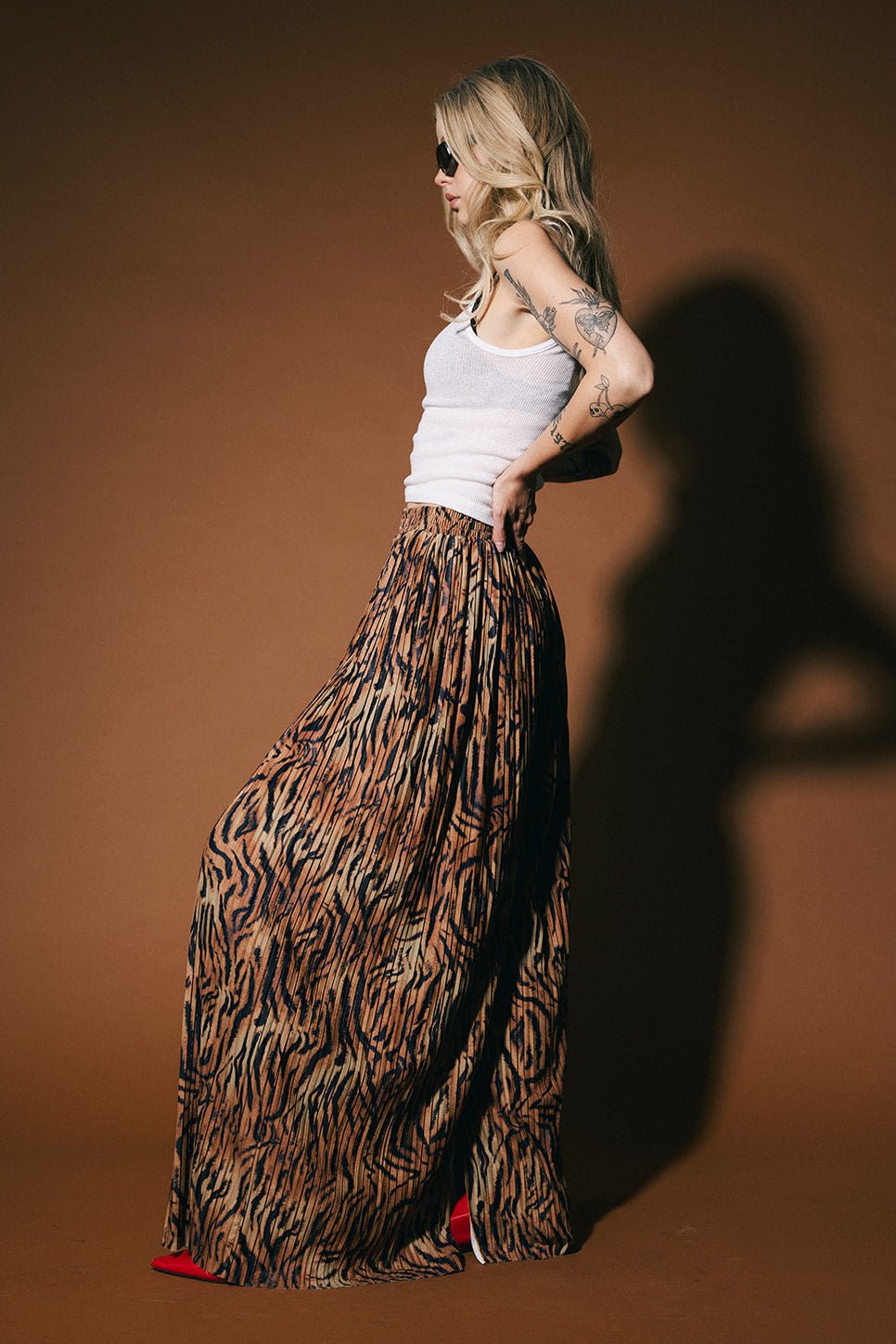 Total Knock Out Pleated Boxer Pants in Tiger Stripes - Dressed in Lala