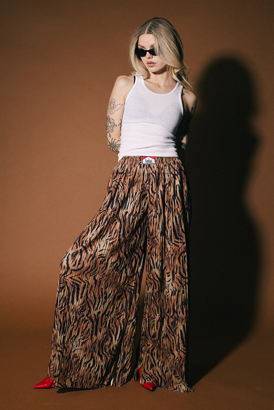 Total Knock Out Pleated Boxer Pants in Tiger Stripes - Dressed in Lala