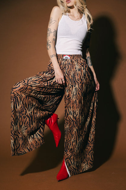 Total Knock Out Pleated Boxer Pants in Tiger Stripes - Dressed in Lala