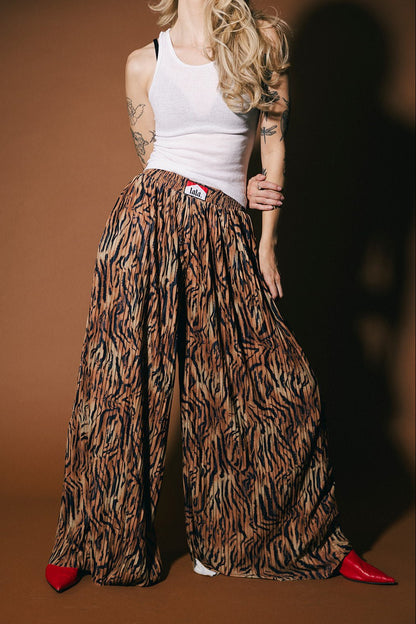 Total Knock Out Pleated Boxer Pants in Tiger Stripes - Dressed in Lala