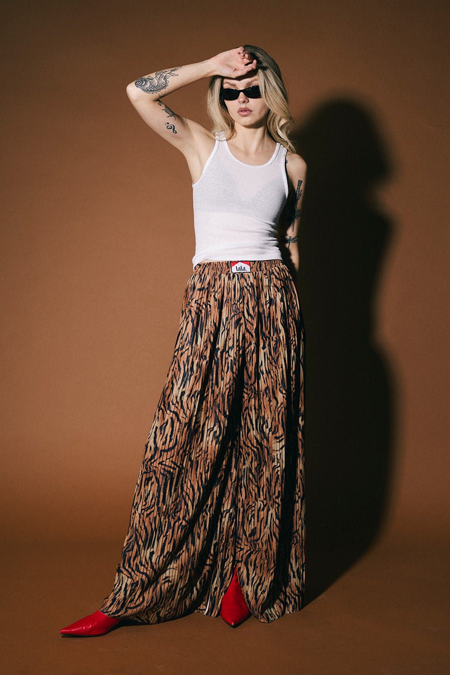 Total Knock Out Pleated Boxer Pants in Tiger Stripes - Dressed in Lala
