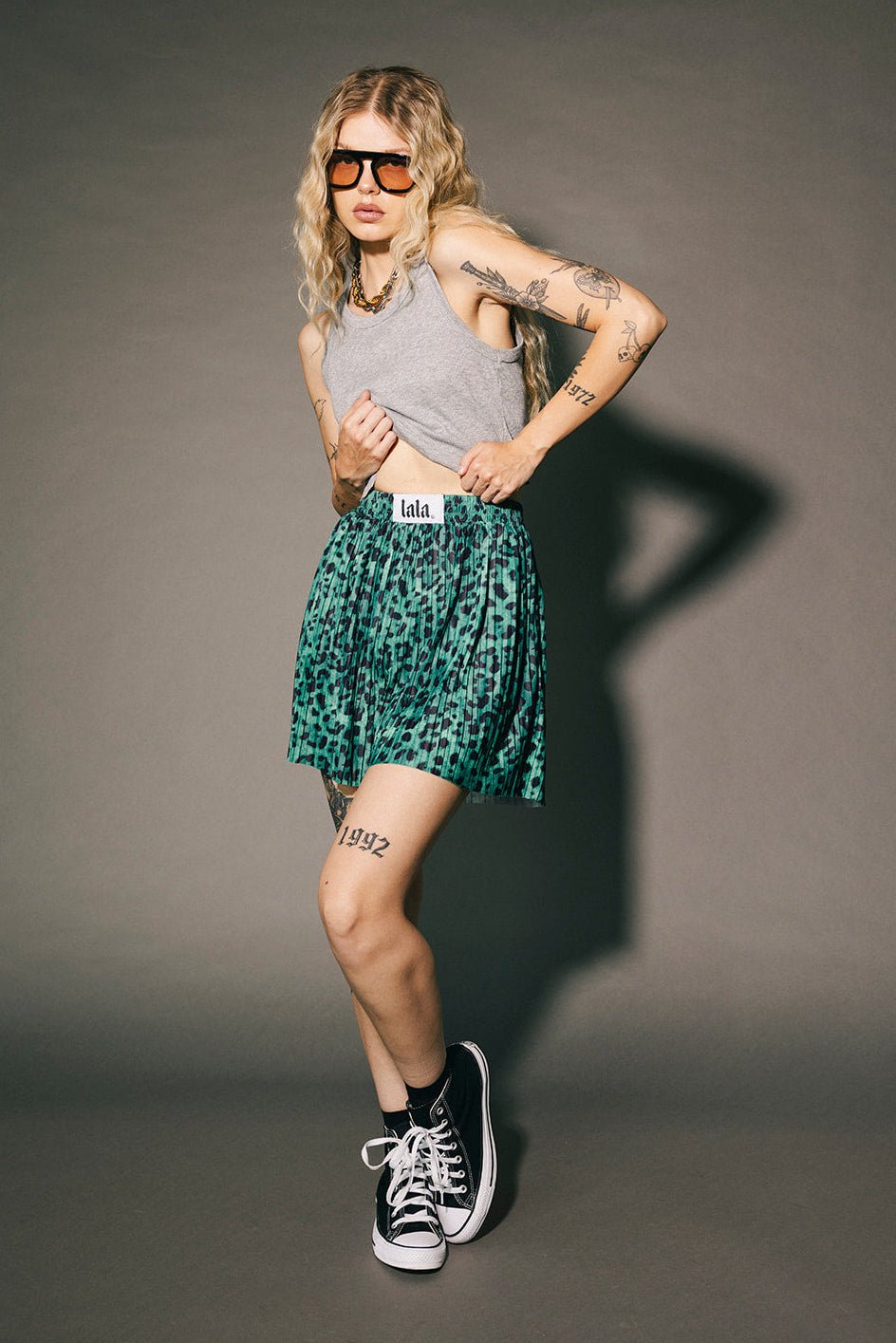 Total Knock Out Pleated Boxer Shorts in Emerald Leopard - Dressed in Lala