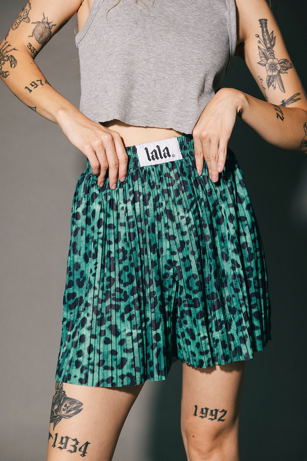 Total Knock Out Pleated Boxer Shorts in Emerald Leopard - Dressed in Lala