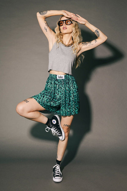 Total Knock Out Pleated Boxer Shorts in Emerald Leopard - Dressed in Lala