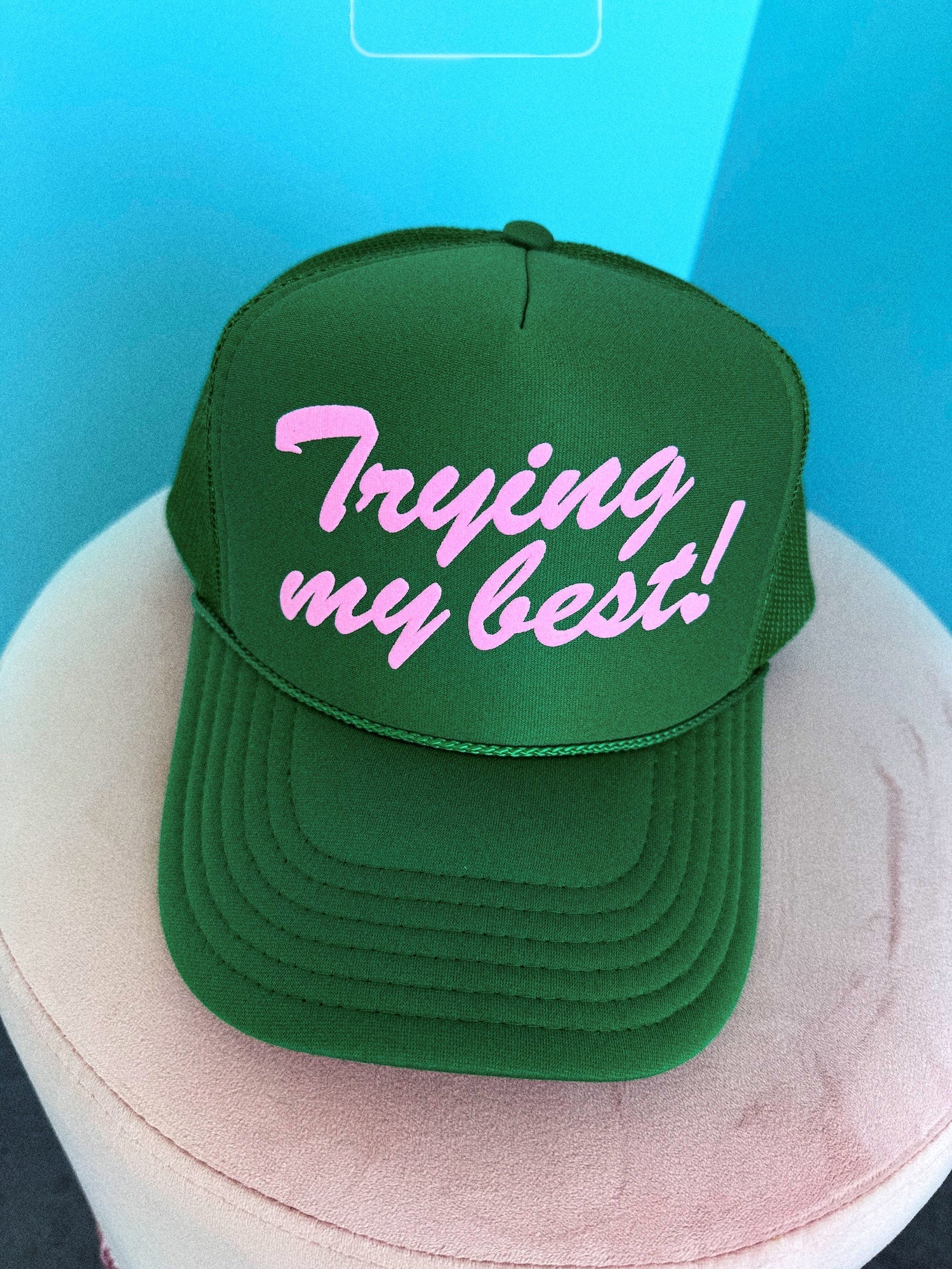 Trying My Best Puff Print Trucker Hat - Dressed in Lala
