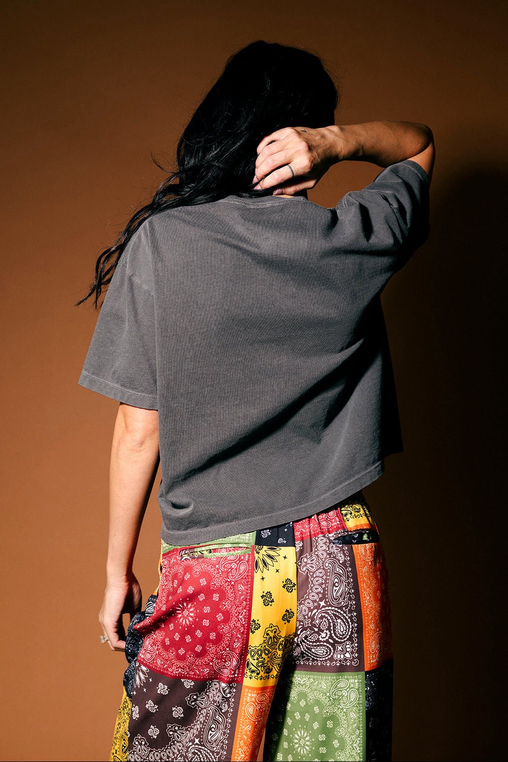 TWNYM Fierce Tiger Crop Tee in Charcoal - Dressed in Lala