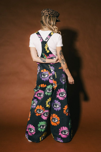 Whimsy Wonderland Wide Leg Workwear Overalls - Dressed in Lala