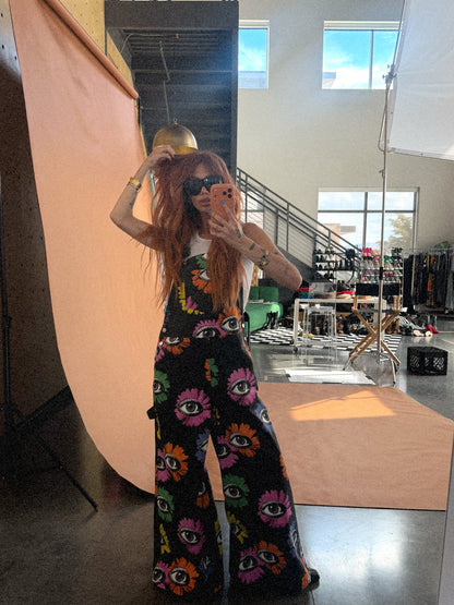 Whimsy Wonderland Wide Leg Workwear Overalls - Dressed in Lala