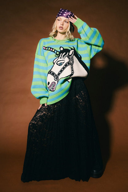 Why Not Bubble Sleeve Unicorn Sweater - Dressed in Lala