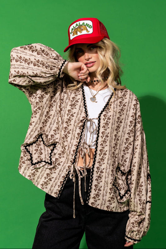 Why Not Tie Front Top in Vintage Florals - Dressed in Lala