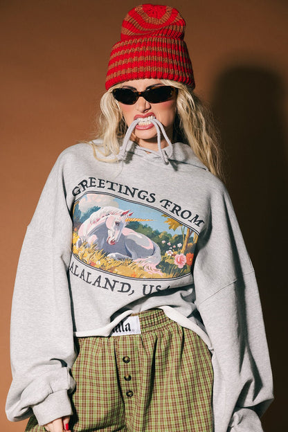 Wish You Were Here Unicorn Cropped Boxy Hoodie - Dressed in Lala