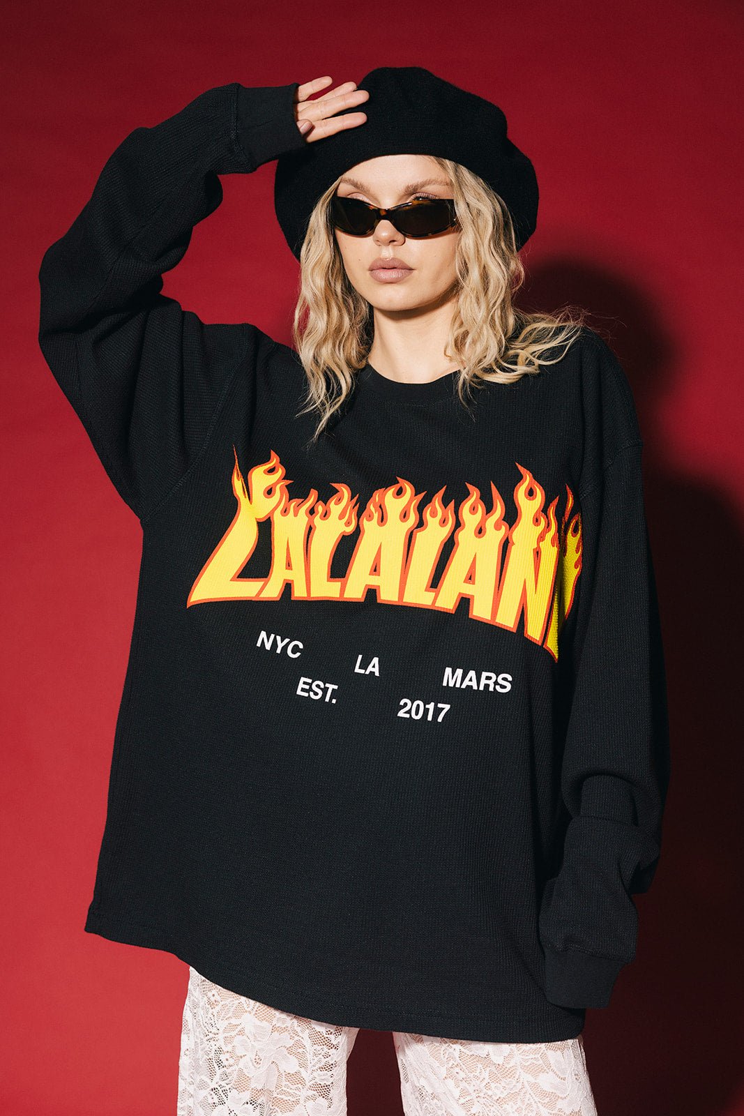 With The Band in Lalaland Oversized Thermal - Dressed in Lala