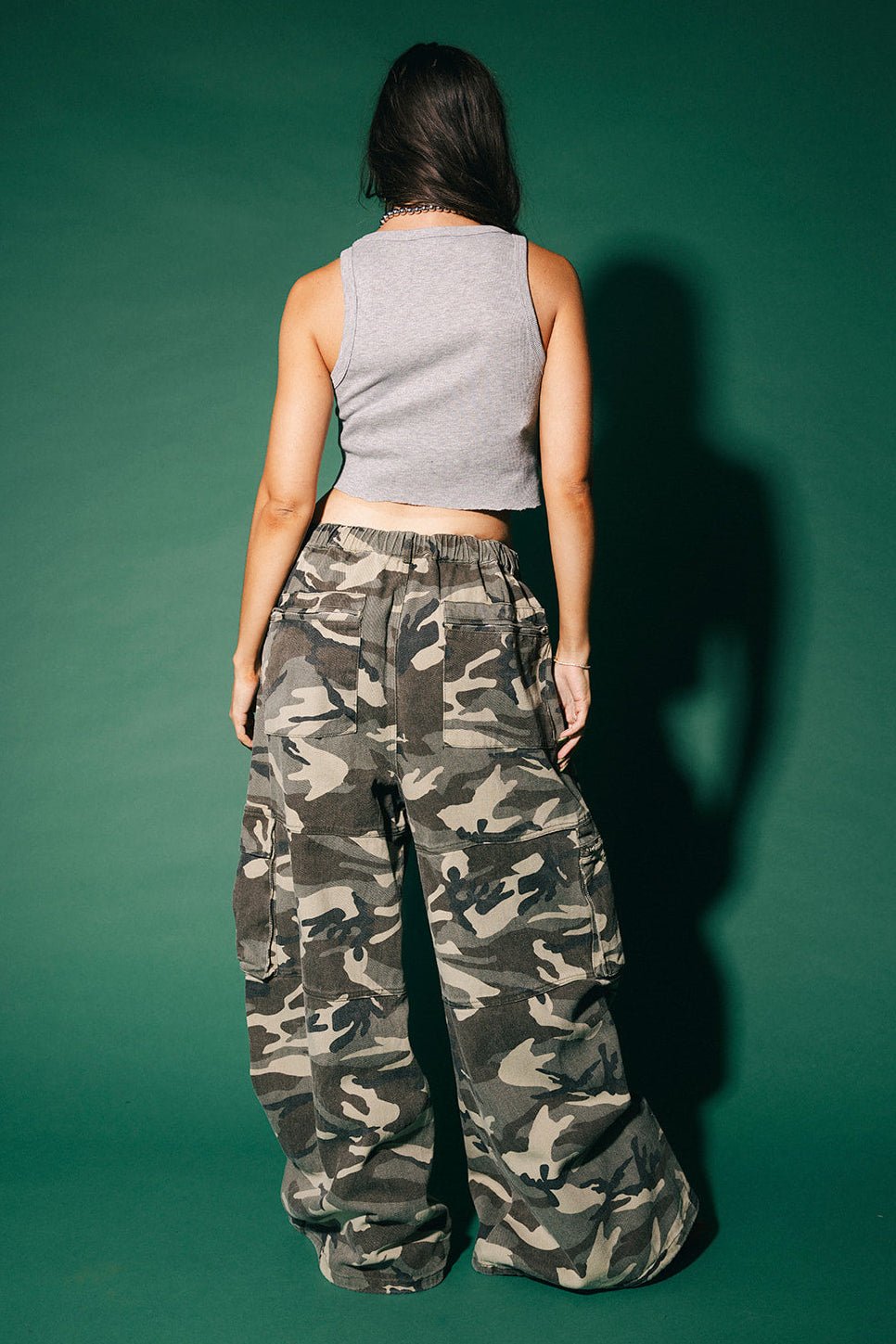 You Don't Own Me Ultra Wide Leg Cargo Pants in Camo - Dressed in Lala