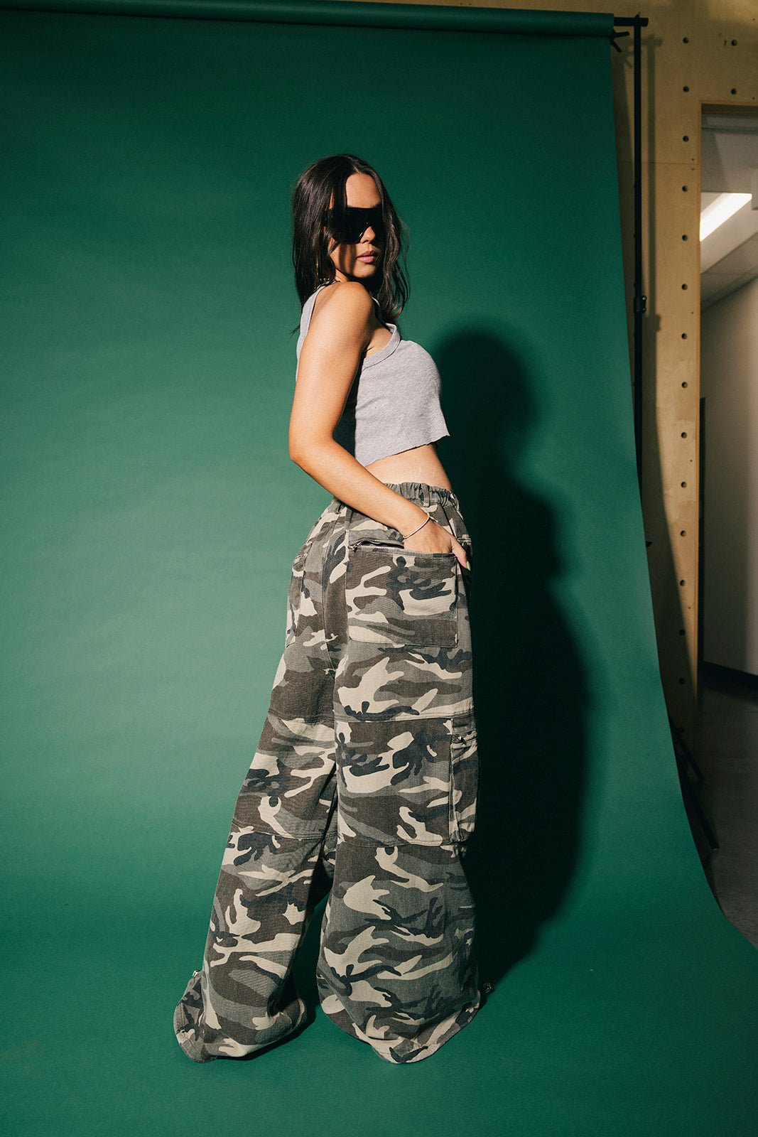 You Don't Own Me Ultra Wide Leg Cargo Pants in Camo - Dressed in Lala