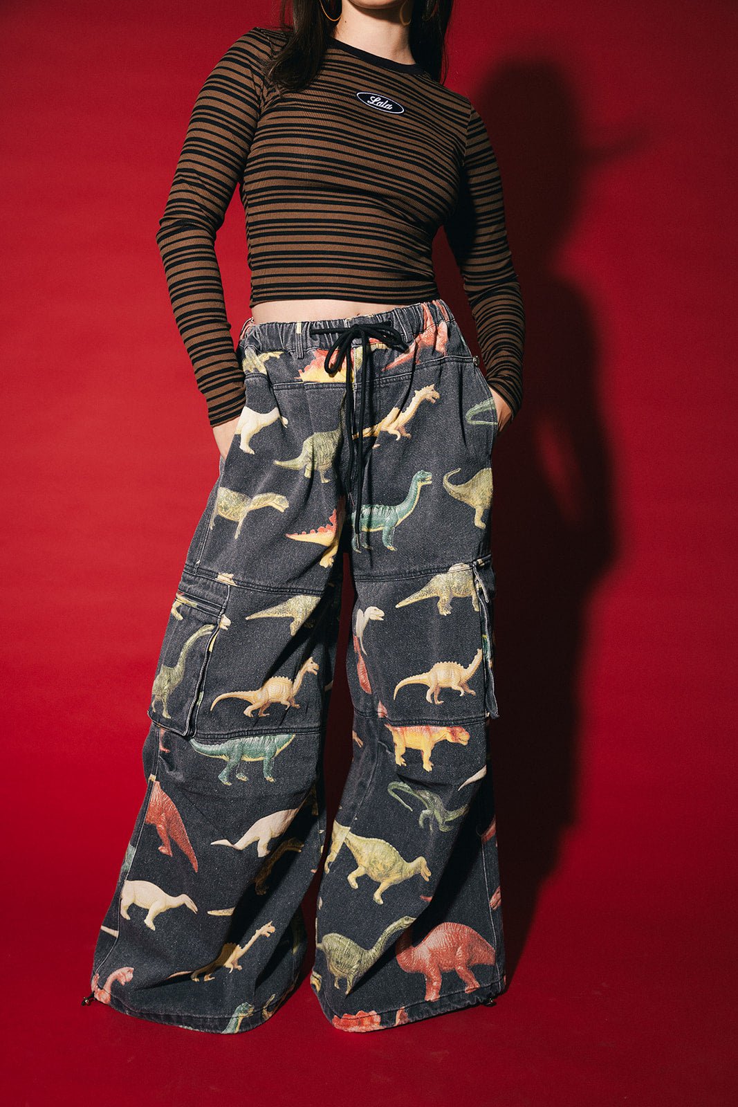 You Don't Own Me Ultra Wide Leg Cargo Pants in Dino Delirium - Dressed in Lala