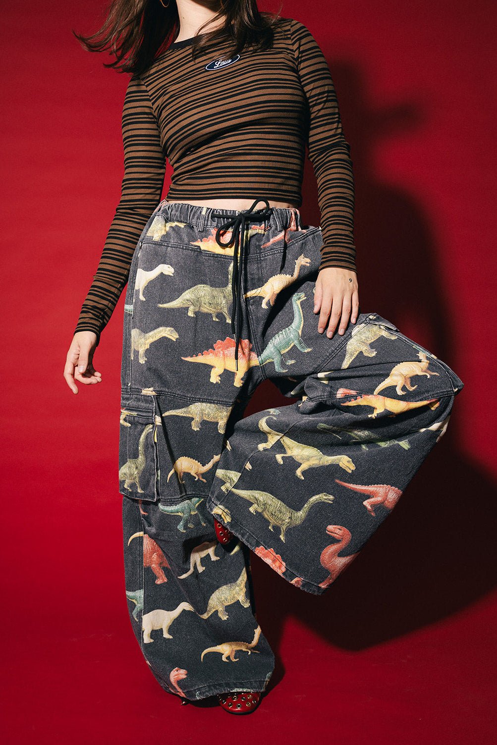 You Don't Own Me Ultra Wide Leg Cargo Pants in Dino Delirium - Dressed in Lala